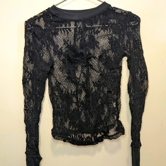 Free People Black Mesh Layering Top - Picture 1 of 3